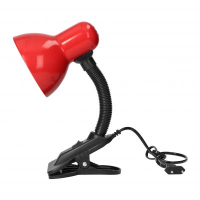 LATSA, lampa biurkowa z klipsem, 40W, E27, stal + tworzywo, czerwona ORNO (DL-3/R)