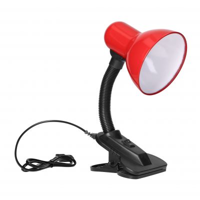 LATSA, lampa biurkowa z klipsem, 40W, E27, stal + tworzywo, czerwona ORNO (DL-3/R)