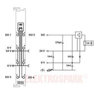 moduł wyjść dwustanowych 4-kanałowy 24 V DC (750-531/000-800)