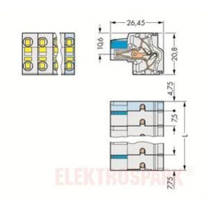 Gniazdo MCS-MIDI Classic 3-biegunowe jasnoszare raster 7,5mm 721-2203/026-000 /100szt./ WAGO (721-2203/026-000)