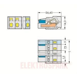 Gniazdo MCS-MIDI Classic 6-biegunowe jasnoszare raster 7,5mm 721-206/026-000 /50szt./ WAGO (721-206/026-000)