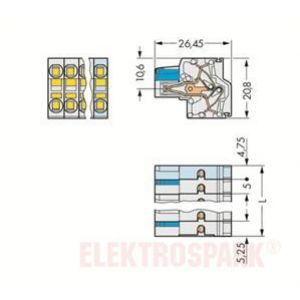 Gniazdo MCS-MIDI Classic 2-biegunowe jasnoszare raster 5mm 721-2102/026-000 /100szt./ WAGO (721-2102/026-000)