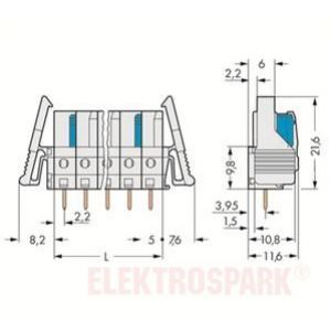 Gniazdo MCS-MIDI Classic 2-biegunowe jasnoszare raster 5mm 722-132/039-000 /100szt./ WAGO (722-132/039-000)