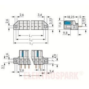 Gniazdo MCS-MIDI Classic 2-biegunowe jasnoszare raster 5mm 722-132/031-000 /100szt./ WAGO (722-132/031-000)