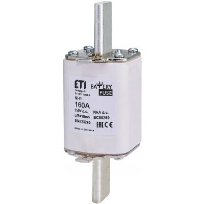 Wkładka topikowa NH do ochrony akumulatorów, magazynów energii DC NH1 gBat 160A 550V DC 004723265 ETI (004723265)