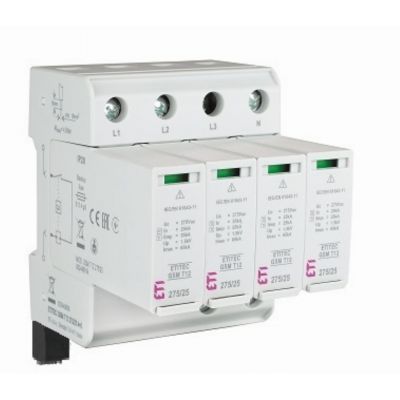 Ogranicznik przepięć T1+T2 (B+C) - iskiernik ETITEC GSM T12 275/25 4+0 RC 002440609 ETI (002440609)