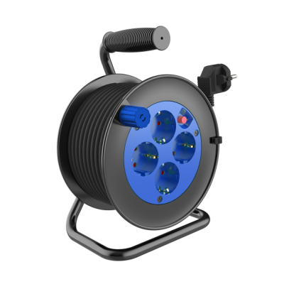 Przedłużacz bębnowy MINI, 4 gniazda 2P+Z (Schuko), metalowy stojak, polwinit H05VV-F 3x1.5mm2 - 15m OR-AE-13171(GS)/15M ORNO (OR-AE-13171(GS)/15M)