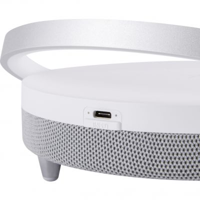 Lampka biurkowa SATURN LED SPEAKER biały głośnik USB C 03864 IDEUS (03864)