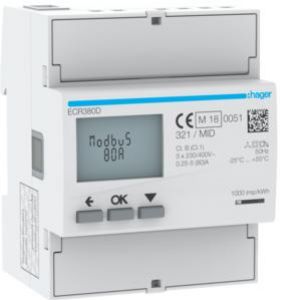 agardio.measure Licznik energii elektrycznej 3-fazowy, 80A 4M, Modbus, MID (ECR380D)