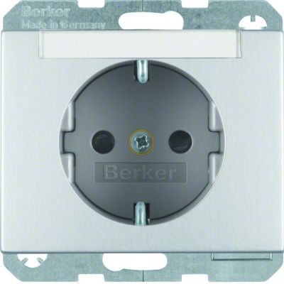 BERKER K.5 Gniazdo SCHUKO pole opisowe, aluminium 47387003 HAGER (47387003)