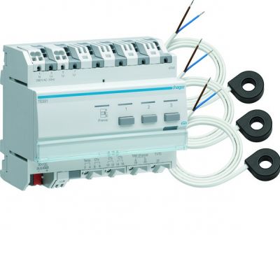 KNX system Wskaźnik zużycia energii z 3 przekładnikami TE332 HAGER (TE332)