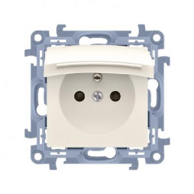 Simon 10 Gniazdo wtyczkowe z uziemieniem do wersji IP44 z uszczelką z przesłonami torów prąd. - klapka w kol. pokrywy 16A 250V zac. śrub. krem CGZ1BZ.01/41 KONTAKT (CGZ1BZ.01/41)