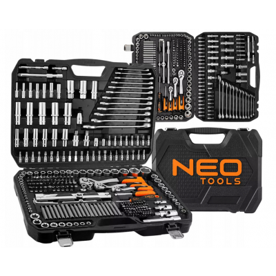 Zestaw klucze nasadowe duży 300 el. 1/2 3/8 1/4 walizka NEO TOOLS (10-218)