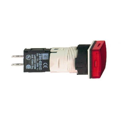 Harmony XB6 Kompletny wskaźnik świetlny Czerwony LED Kwadratowy 12-24V AC/DC 16 mm Plastik XB6CV4BB SCHNEIDER (XB6CV4BB)