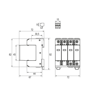 Ogranicznik przepięć 4P T1+T2 12,5kA 275V 4+0 ESPAC V T12 10400120080 ELKO-BIS (10400120080)