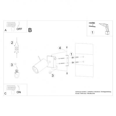 Kinkiet RING czarny z włącznikiem (SL.1049)