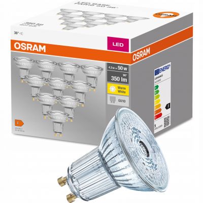 Żarówka LED /10szt./ Reflektor GU10 4,3W=50W 350lm ciepła biel 36st OSRAM (4058075036680)