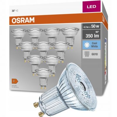 Żarówka LED /10szt./ Reflektor GU10 4,3W=50W 350lm neutralna biel 36st OSRAM (4058075036703)