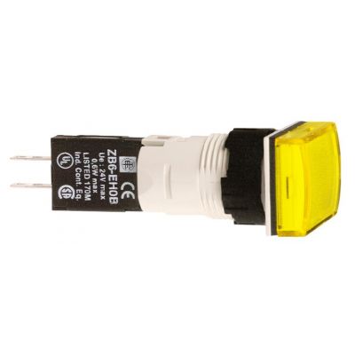 Harmony XB6 Kompletny wskaźnik świetlny Żółty LED Prostokątny 12-24V AC/DC 16 mm Plastikowy XB6DV5BB SCHNEIDER (XB6DV5BB)