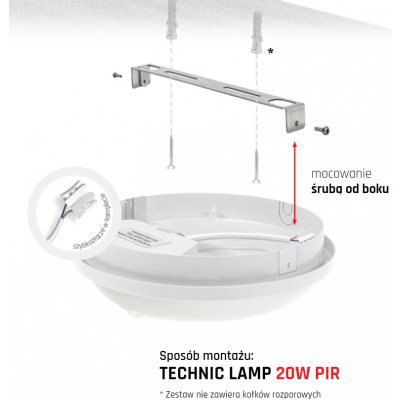 Lampa TECHNIC LAMP LED 20W IP54 ROUND PIR czujnik ruchu neutralna biel (SLI041047NW)