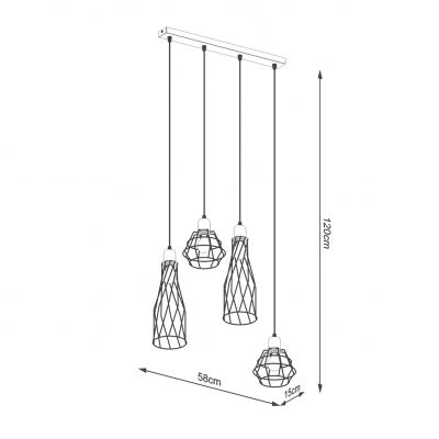 Sollux Lampa wisząca SUBA 4L czarna SL.1167 (SL.1167)