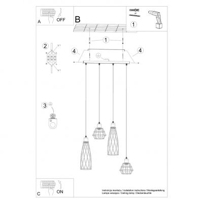 Sollux Lampa wisząca SUBA 4L czarna SL.1167 (SL.1167)