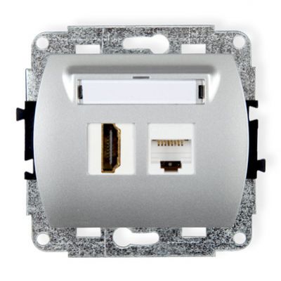 KARLIK TREND Mechanizm gniazda pojedynczego HDMI 1.4 + gniazda komp. poj. 1xRJ45, kat. 5e, 8-stykowy srebrny 5GHK (5GHK)