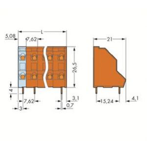 Listwa do płytek drukowanych 2-piętrowa 2-biegunowa pomarańczowa raster 7,62mm 736-602 /133szt./ WAGO (736-602)