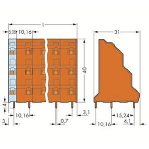 Listwa do płytek drukowanych 3-piętrowa 12-biegunowa pomarańczowa raster 10,16mm 737-812 /8szt./ WAGO (737-812)