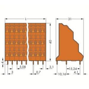Listwa do płytek drukowanych 3-piętrowa 12-biegunowa pomarańczowa raster 5,08mm 737-312 /16szt./ WAGO (737-312)