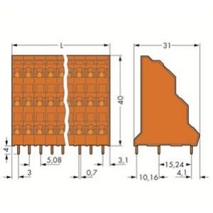 Listwa do płytek drukowanych 3-piętrowa 16-biegunowa pomarańczowa raster 5,08mm 737-316 /12szt./ WAGO (737-316)