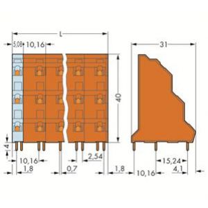 Listwa do płytek drukowanych 3-piętrowa 2-biegunowa pomarańczowa raster 10,16mm 737-852 /64szt./ WAGO (737-852)