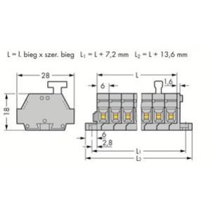 listwa zaciskowa 2-przewodowa 2,5mm2 10-torowa szara mocowanie śrubowe (261-430/331-000)