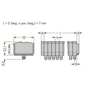 listwa zaciskowa 2-przewodowa 2,5mm2 3-torowa szara stopki montażowe (264-153)