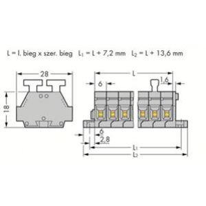 listwa zaciskowa 2-przewodowa 2,5mm2 4-torowa szara z mocowaniem śrubowym (261-424/341-000)
