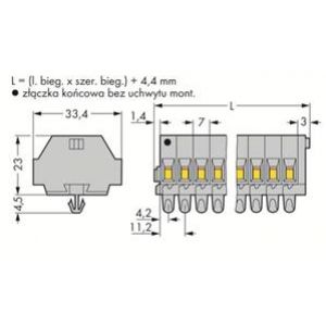 Listwa zaciskowa 2-przewodowa 4mm2 3-torowa szara stopki montażowe 262-153 /100szt./ WAGO (262-153)
