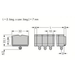 listwa zaciskowa 4-przewodowa 2,5mm2 12-torowa szara stopki montażowe (264-262)