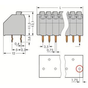 Listwa zaciskowa do płytek drukowanych 10-biegunowa niebieska raster 3,5mm 250-210/000-006 /30szt./ WAGO (250-210/000-006)