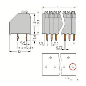 Listwa zaciskowa do płytek drukowanych 12-biegunowa szara raster 2,5mm 250-412 /35szt./ WAGO (250-412)