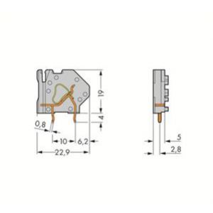 Złączka do plytek drukowanych szara raster 5mm 745-801 /50szt./ WAGO (745-801)