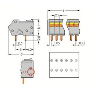 Listwa zaciskowa do płytek drukowanych 3-biegunowa szara raster 2,5mm 218-103 /100szt./ WAGO (218-103)