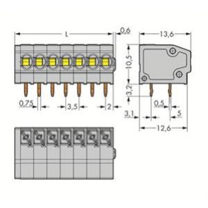 Listwa zaciskowa do płytek drukowanych 4-biegunowy szara raster 3,5mm 805-304 /80szt./ WAGO (805-304)