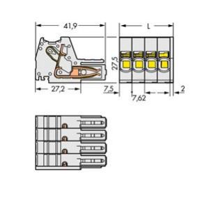 Gniazdo MCS-MAXI 2-biegunowe jasnoszare raster 7,62mm 831-3102 /48szt./ WAGO (831-3102)