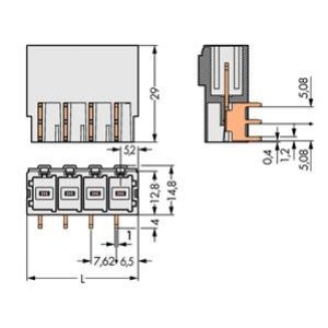 Gniazdo MCS-MAXI 2-biegunowe jasnoszare raster 7,62mm 831-3622 /48szt./ WAGO (831-3622)