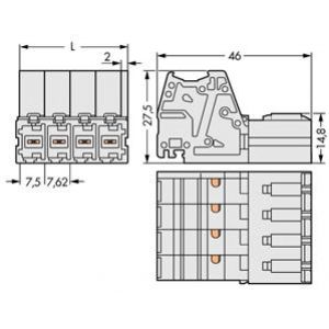 Gniazdo MCS-MAXI 2-biegunowe jasnoszare raster 7,62mm 831-3202 WAGO (831-3202)