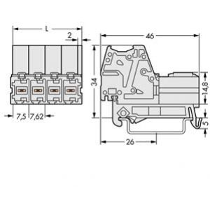 Gniazdo MCS-MAXI 3-biegunowe jasnoszare raster 7,62mm 831-3203/007-000 /48szt./ WAGO (831-3203/007-000)