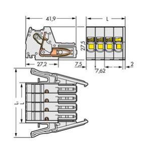 Wtyk MCS-MAXI 3-biegunowy jasnoszary raster 7,62mm 831-3103/037-000 /24szt./ WAGO (831-3103/037-000)