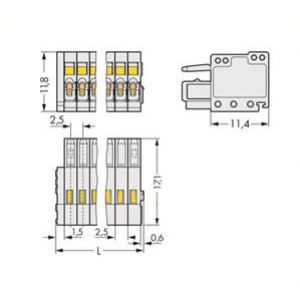 Gniazdo MCS-MICRO 12-biegunowe jasnoszare raster 2,5mm 733-112 /50szt./ WAGO (733-112)