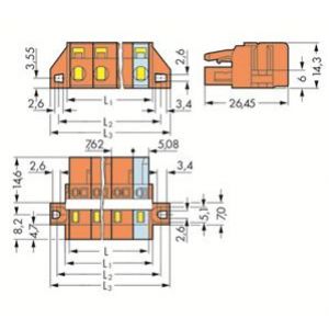 Gniazdo MCS-MIDI Classic 10-biegunowe pomarańczowe raster 7,62mm 231-710/027-000 /25szt./ WAGO (231-710/027-000)