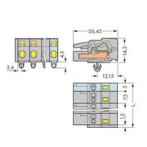 Gniazdo MCS-MIDI Classic 10-biegunowe szare raster 7,5mm 231-210/008-000 /25szt./ WAGO (231-210/008-000)